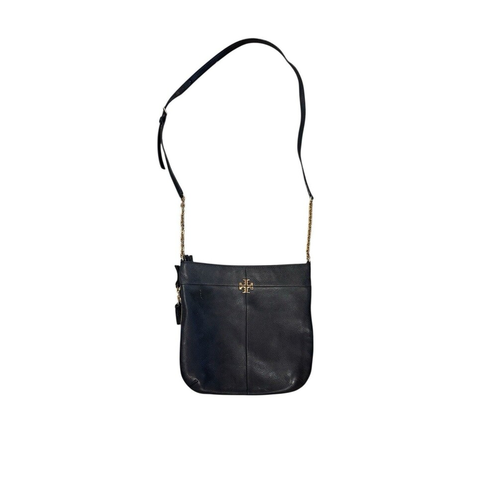 Tory Burch Ivy Leather Convertible Shoulder Bag Black Expandable‎ Crossbody Read